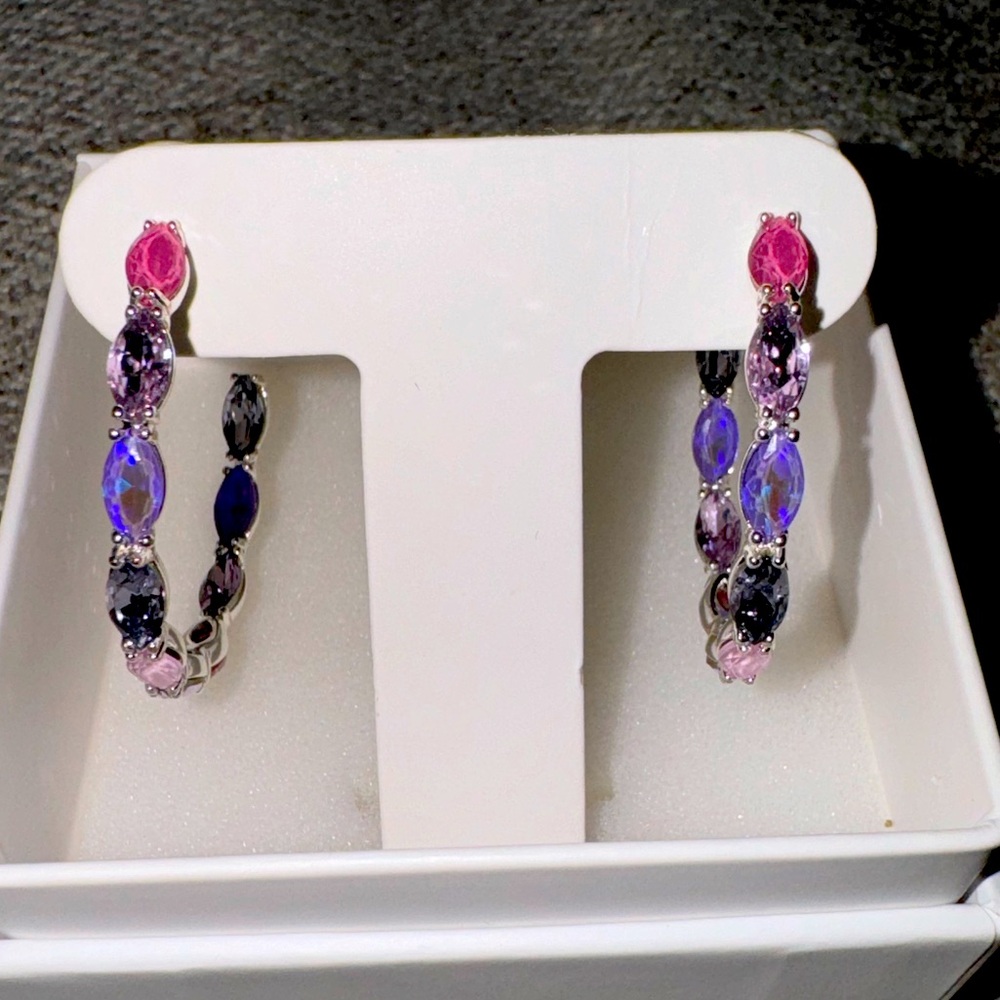 Bomb Party Jewel Candy “Nora” Hoops in Bubblegum Berry.